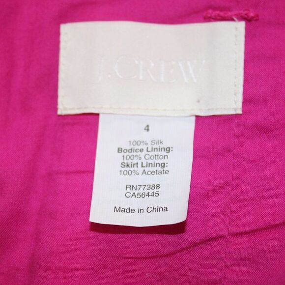 J. Crew Fuchsia Strapless 100% Silk Dress Mini Dress Women Size 4 - Picture 9 of 9